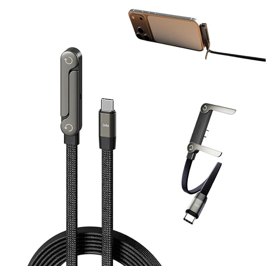 SmartCharge 2 în 1 - Adaptor USB-C cu Suport Pliabil pentru Telefon