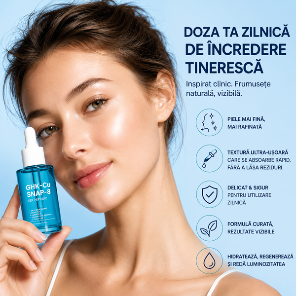 Ser Facial Anti-Rid cu GHK-Cu, SNAP-8, Acid Hialuronic și Niacinamidă – Fermitate, Hidratare și Regenerare Intensă (30 ml)