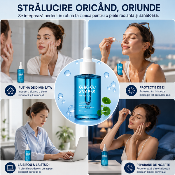 Ser Facial Anti-Rid cu GHK-Cu, SNAP-8, Acid Hialuronic și Niacinamidă – Fermitate, Hidratare și Regenerare Intensă (30 ml)